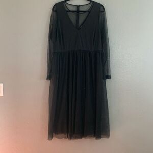 Torrid black mesh midi skater dress 18